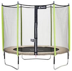 Jouet-Trampoline jardin ø 300?cm + filet de sécurité - jumpi 300 - taupe/vert