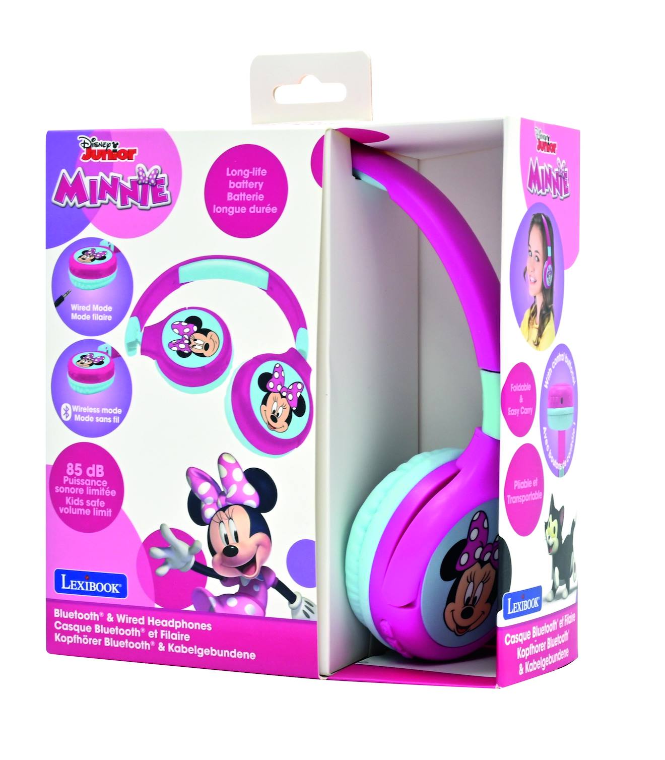 Casque 2 En 1 Minnie Mouse Bluetooth Et Filaire Avec Limitation De Son Multicolore
