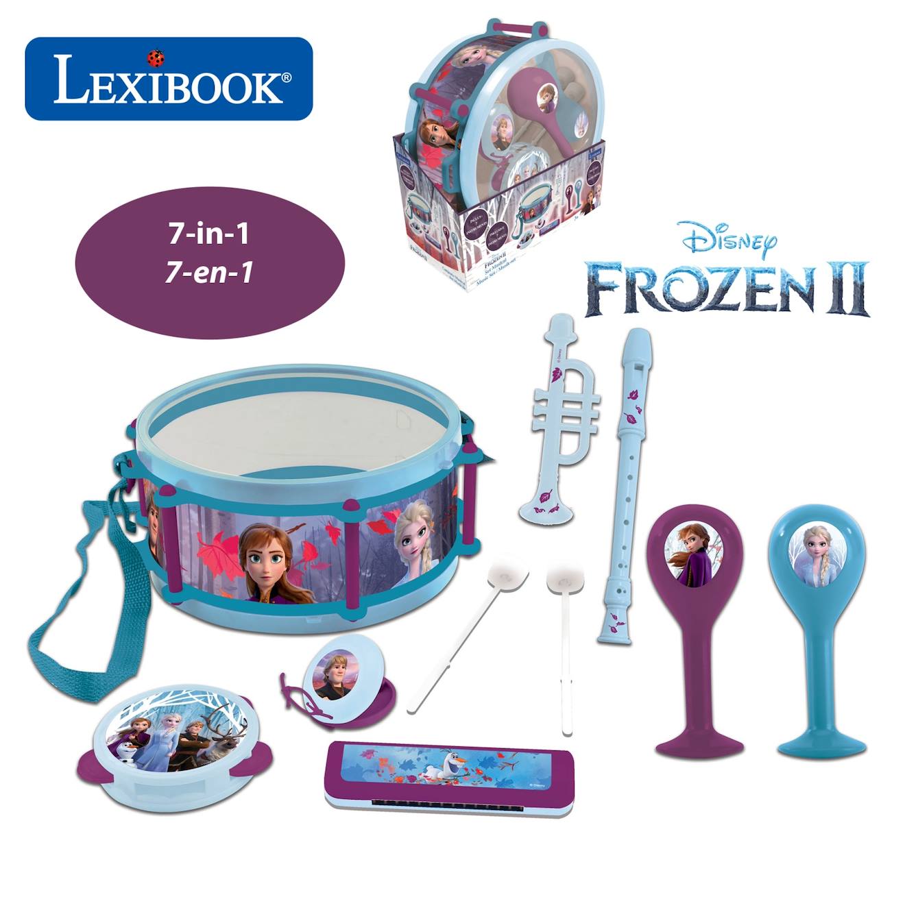 Set Musical Pat'Patrouille Lexibook - 7 Instruments (Tambour, Maracas, Tambourin, Castagnettes, Harmonica, Flûte, Trompette) - Cadeau Enfant Dès 3 Ans