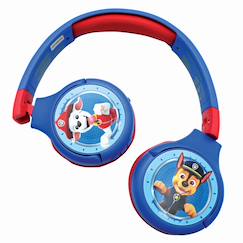 Jouet-Casque 2 en 1 pat patrouille bluetooth et filaire confortable et pliable avec limitation de son