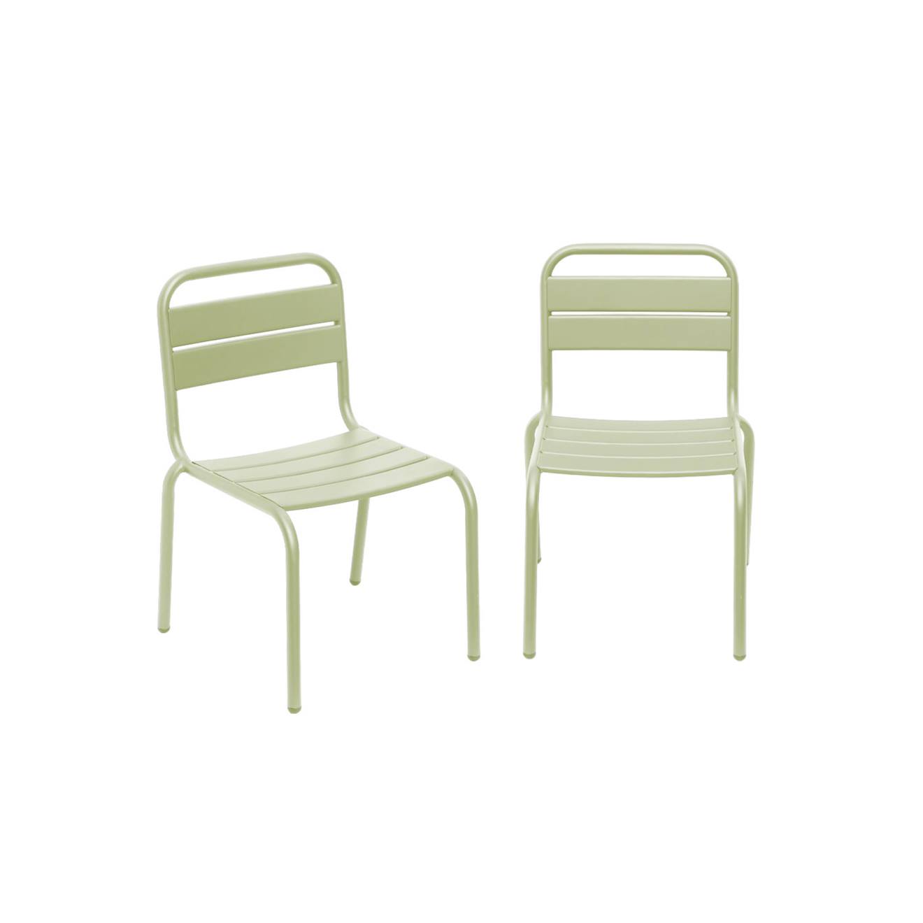 Chaise Enfant, Salon De Jardin Enfant Métal (lot De 2) Kristoff Vert Clair