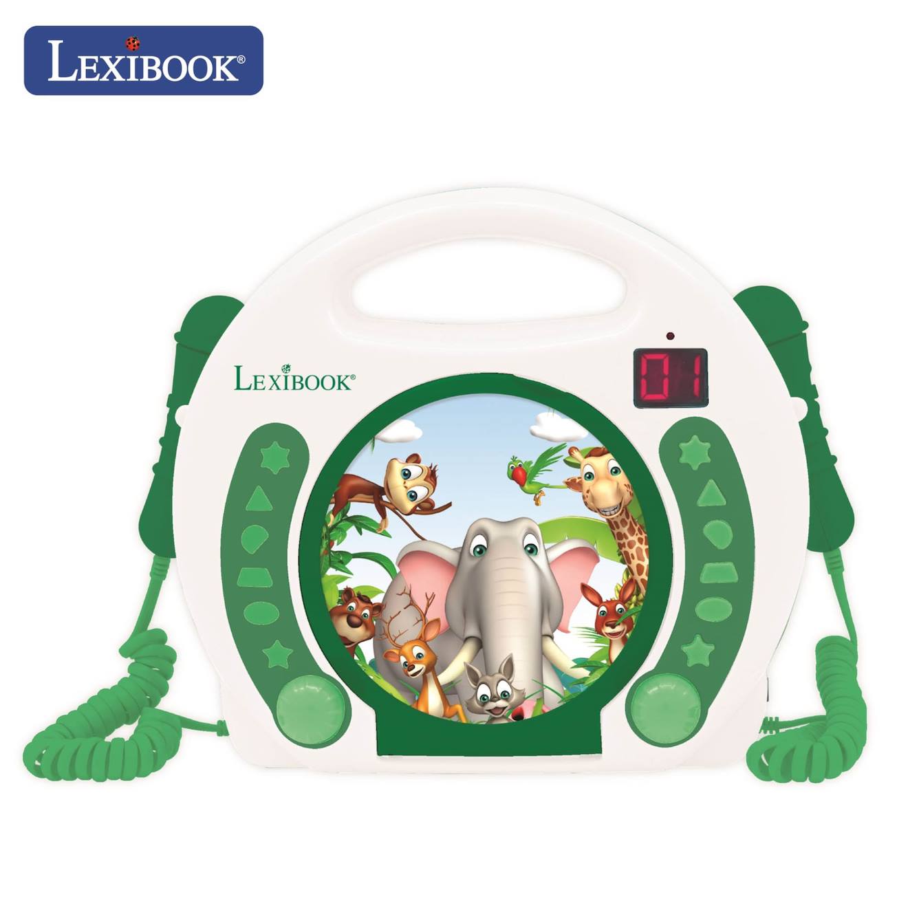 Lecteur Cd Portable Avec 2 Microphones Animaux Multicolore