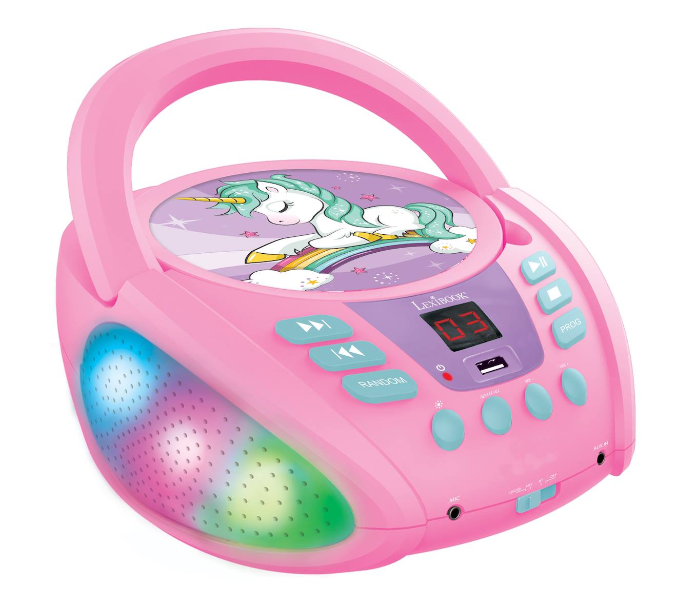 Lecteur Cd Portable Bluetooth Licorne Multicolore
