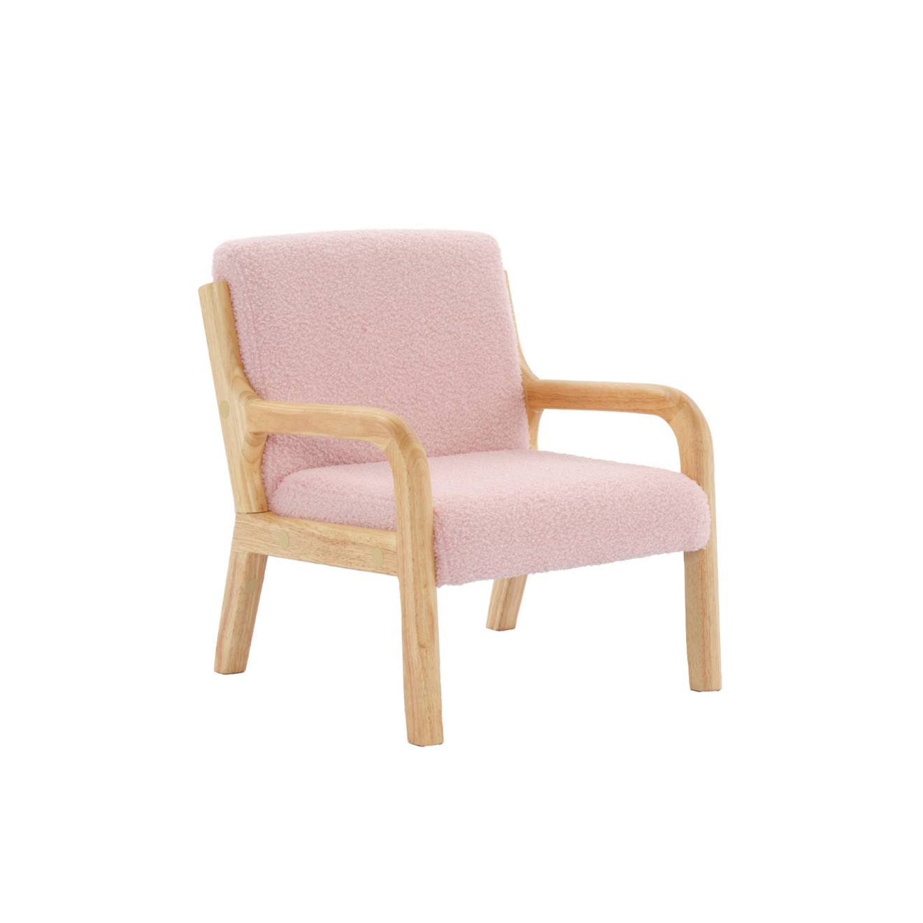 Fauteuil Scandinave Enfant Bois D'hévéa Et Bouclette Lorens Kids Rose