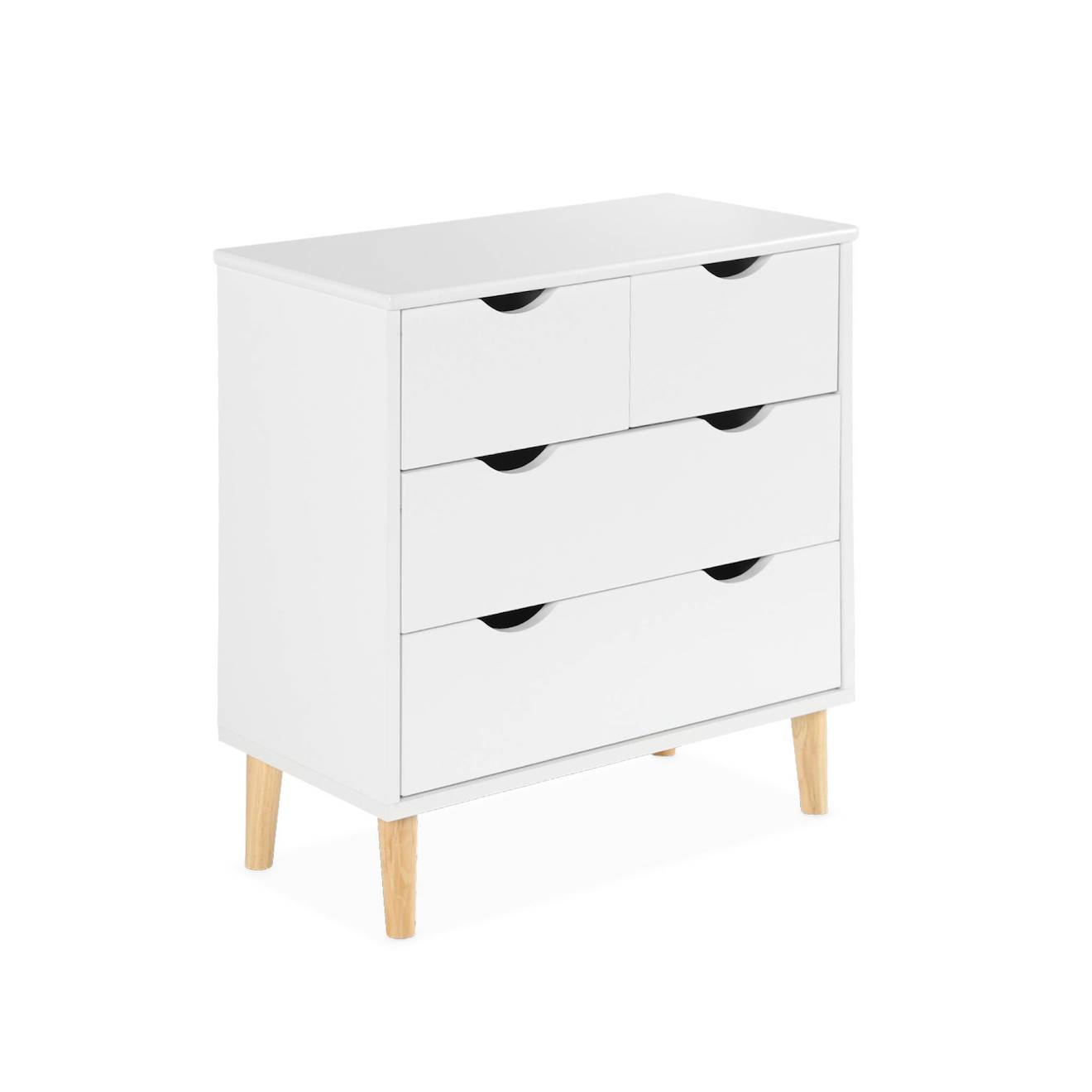 Commode Pour Enfant Décor Bois 4 Tiroirs Tobias Blanc