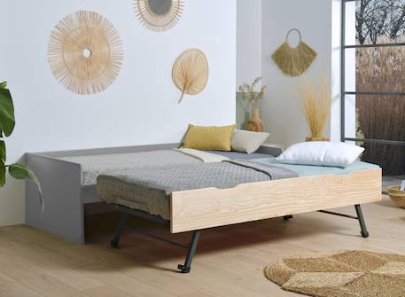 Lit banquette gigogne landes Blanc & bois massif+Flanelle et bois massif+Kaki et bois massif 8 - vertbaudet enfant 