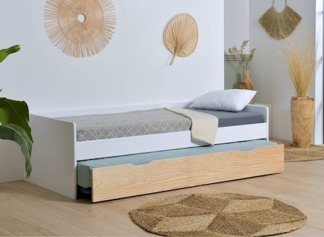 Lit banquette gigogne landes Blanc & bois massif+Flanelle et bois massif+Kaki et bois massif 4 - vertbaudet enfant 