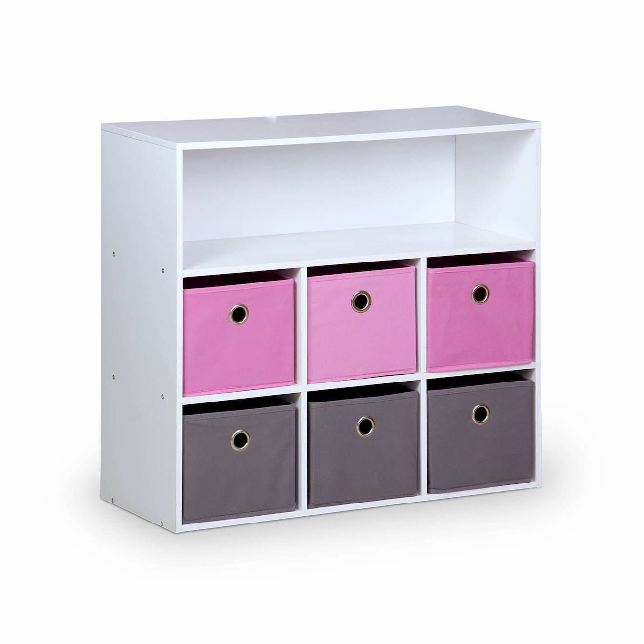 Meuble Rangement Enfant 6 Paniers Camille Rose