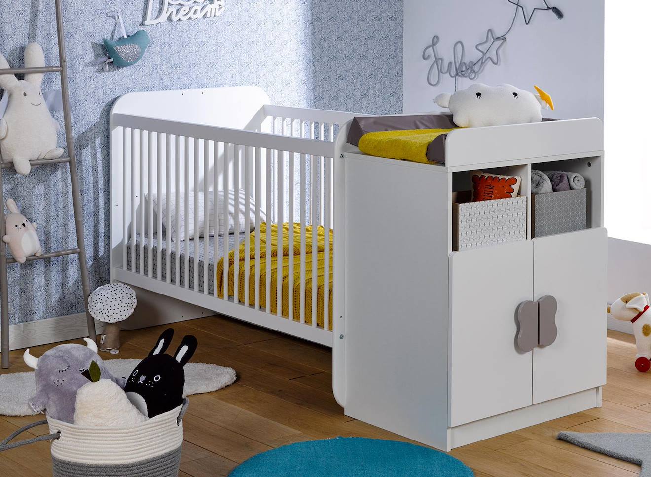Lit Bébé Évolutif Combiné Madrid Blanc
