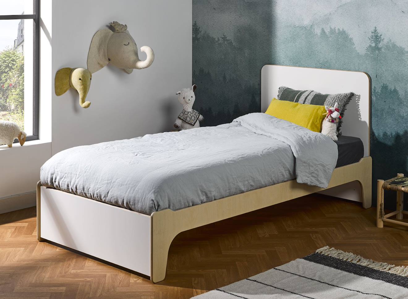 Lit Enfant Avec Tête De Lit Essentiel Blanc & Bois