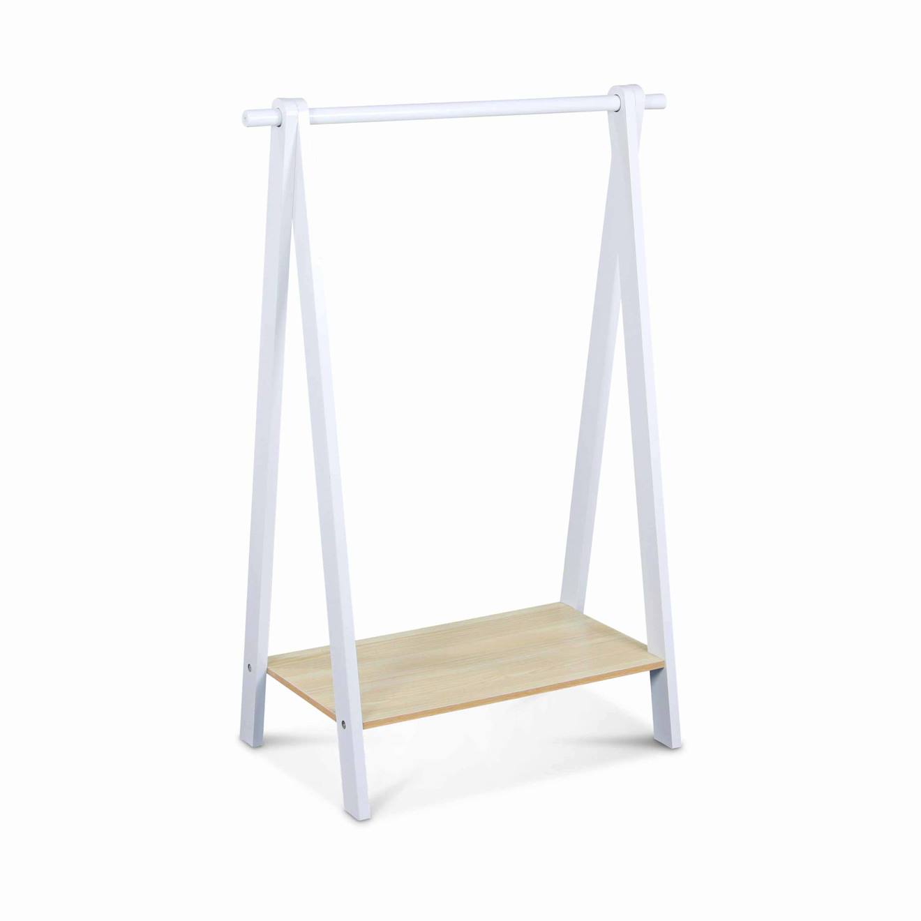 Penderie Enfant Effet Bois Avec Portant Tobias Blanc