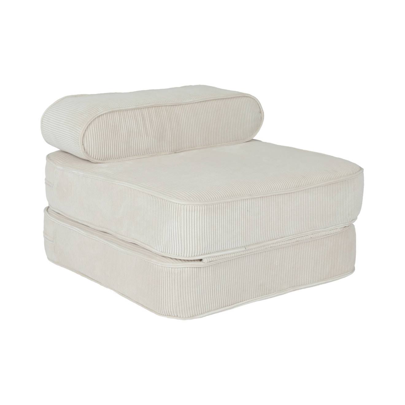 Fauteuil Enfant Velours Côtelé Dépliable Imani Crème