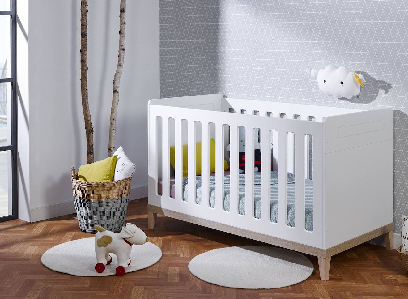 Lit Bébé Évolutif Evidence Blanc & Bois