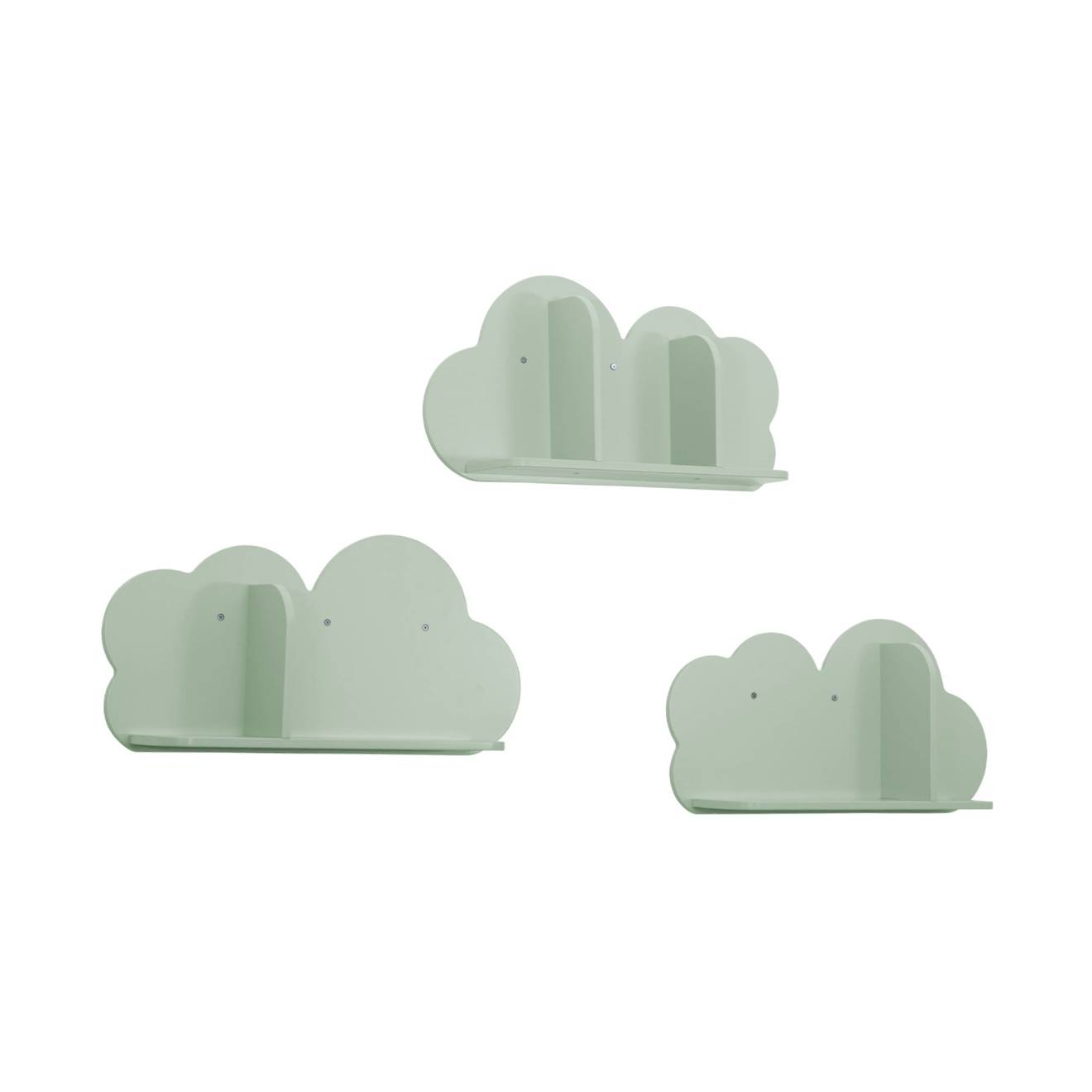 Etagère Murale Nuage Pour Chambre Enfant (lot De 3) Nephos Vert