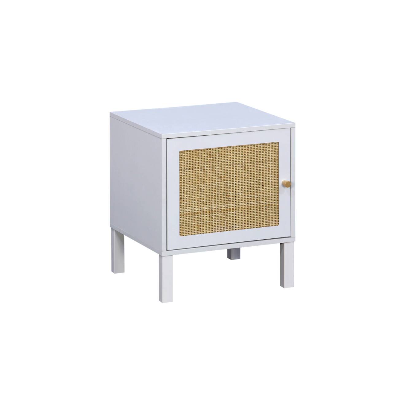 Table De Chevet Enfant Effet Bois Et Cannage Bohème Blanc Cassé