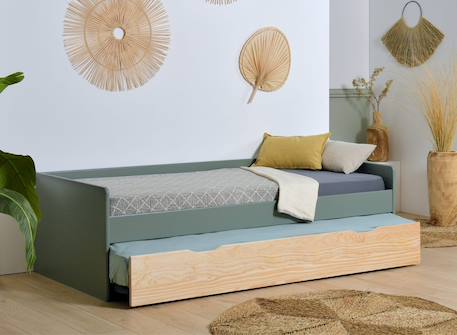 Lit banquette gigogne landes Blanc & bois massif+Flanelle et bois massif+Kaki et bois massif 16 - vertbaudet enfant 