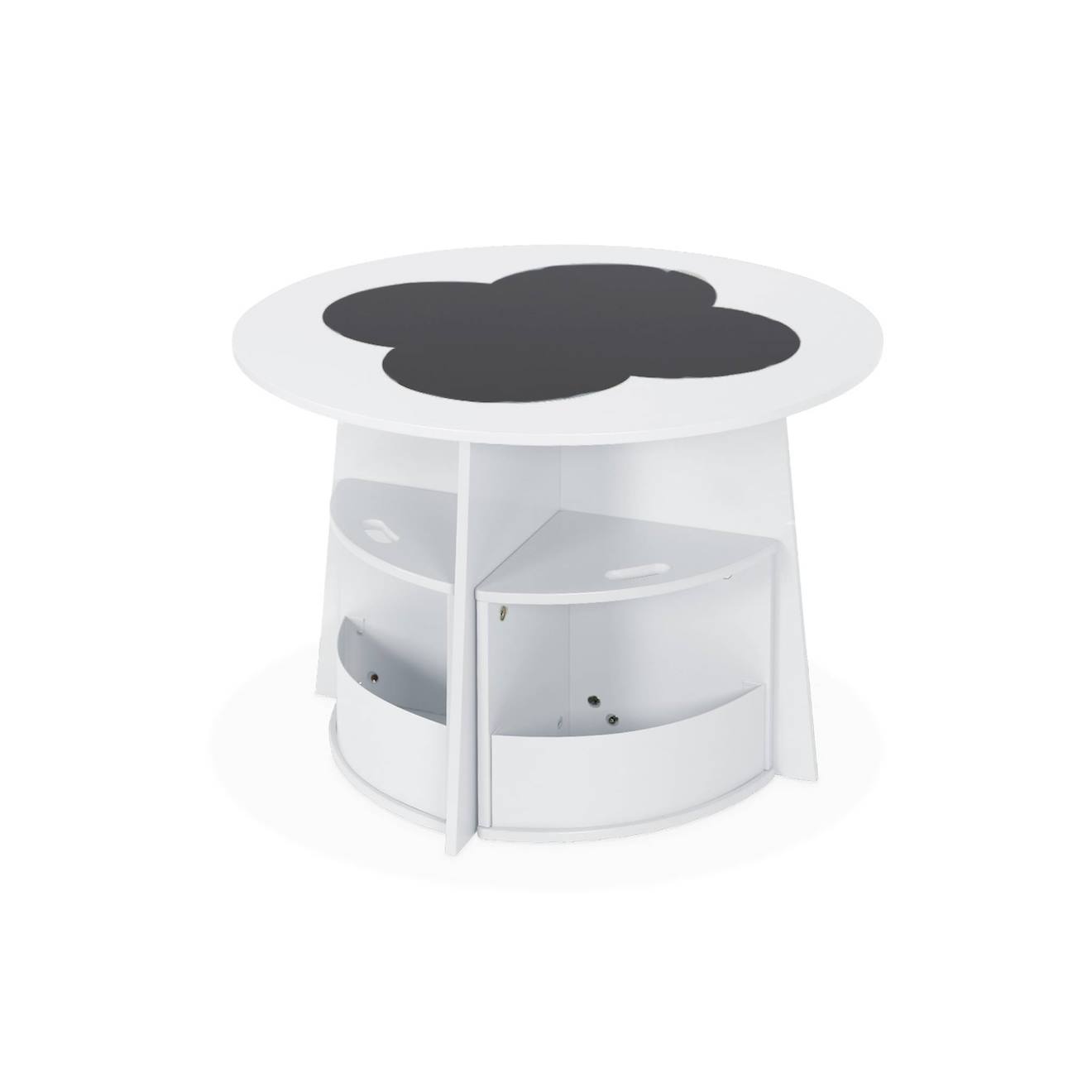 Table Avec Ardoise Pour Enfant 4 Chaises Avec Rangement Nephos Blanc