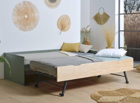 Lit banquette gigogne landes Blanc & bois massif+Flanelle et bois massif+Kaki et bois massif 14 - vertbaudet enfant 