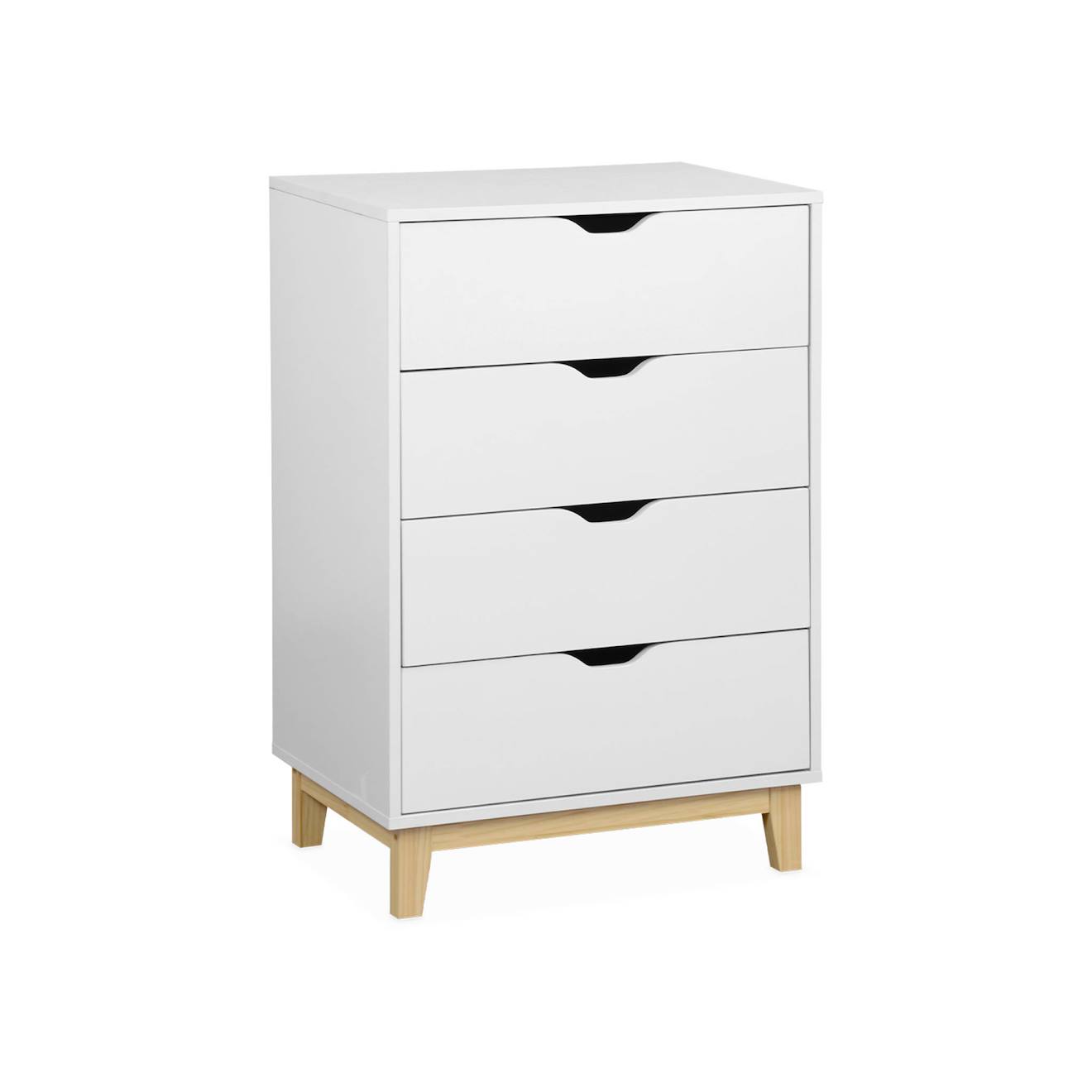 Commode Effet Bois 4 Tiroirs Floki Blanc