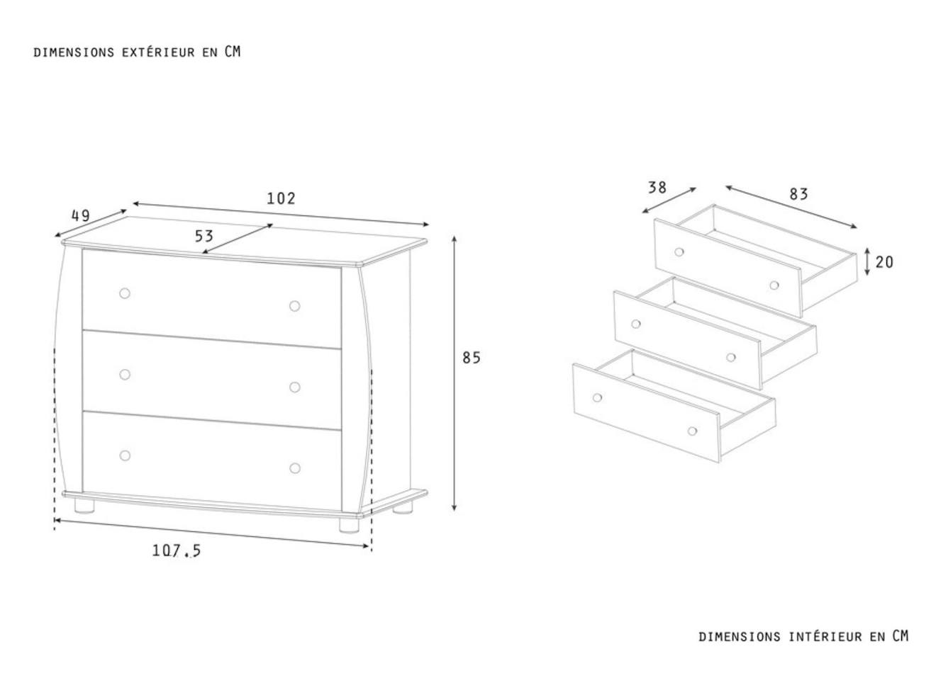 Commode À Langer Bébé Médéa Blanc (Chambrekids) - Image 2