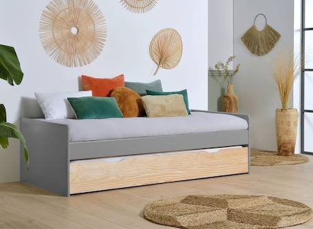 Lit banquette gigogne landes Blanc & bois massif+Flanelle et bois massif+Kaki et bois massif 7 - vertbaudet enfant 