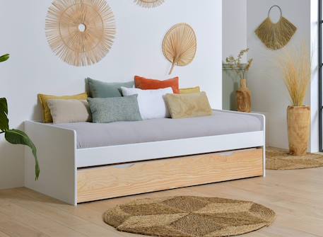 Lit banquette gigogne landes Blanc & bois massif+Flanelle et bois massif+Kaki et bois massif 1 - vertbaudet enfant 