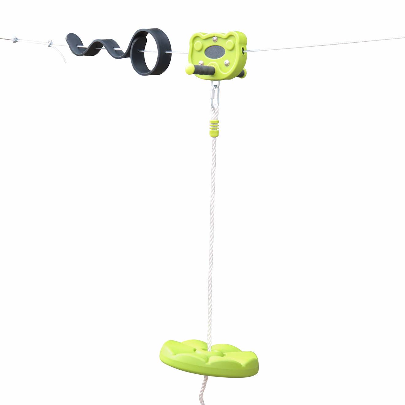 Alize - Tyrolienne Pour Enfants De 30m Avec Balançoire Disque, Poignées Antidérapantes Vert
