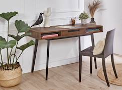 Chambre et rangement-Bureau en bois 1 tiroir noyer vintage octave