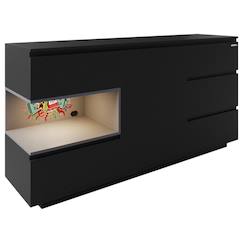 Chambre et rangement-Buffet minecraft 5 tiroirs et compartiment ouvert avec éclairage led