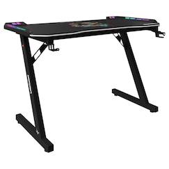 Chambre et rangement-Chambre-Bureau, table-Bureau gaming avec led et support rabattable pour casque et gobelet