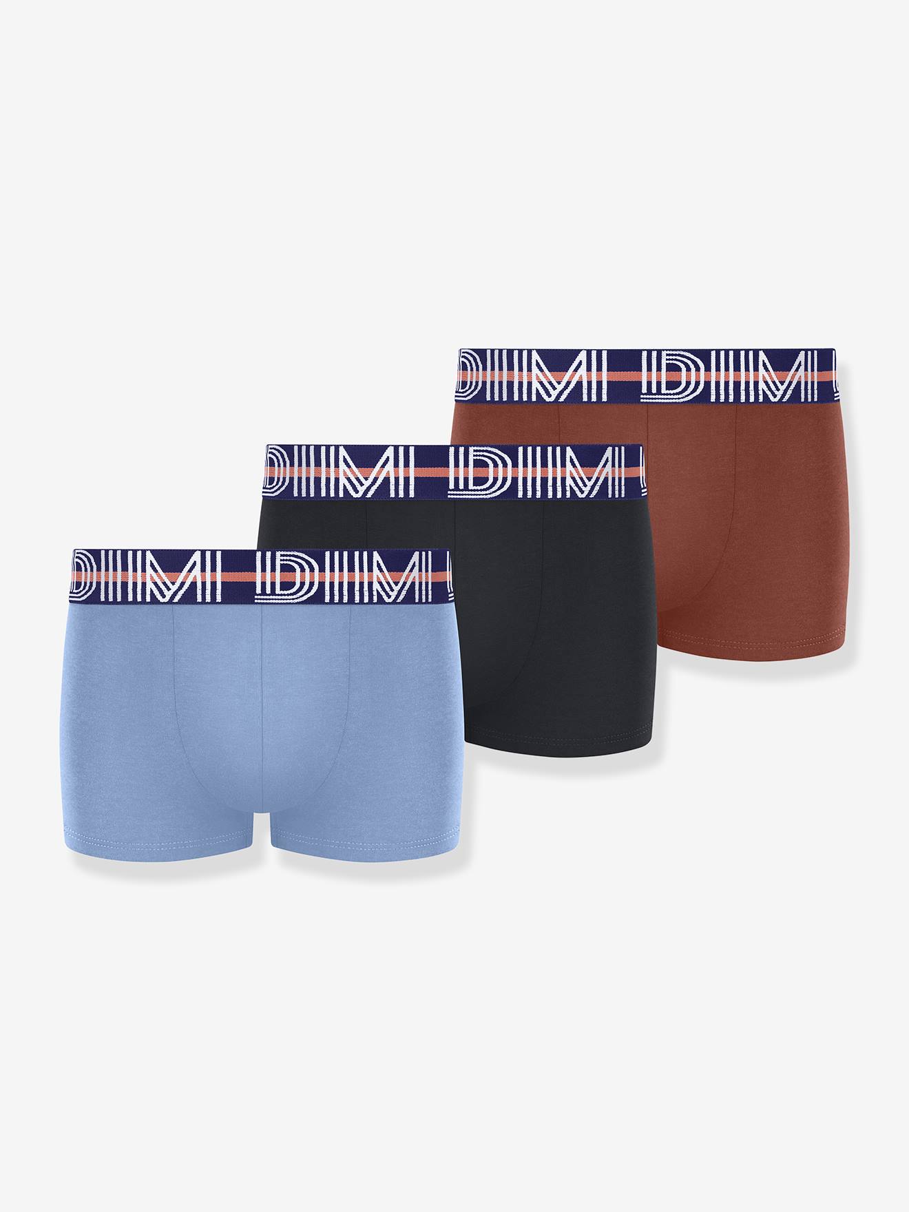 Lot de 3 boxers garçon ceinture contrastée Ecodim DIM bleu clair