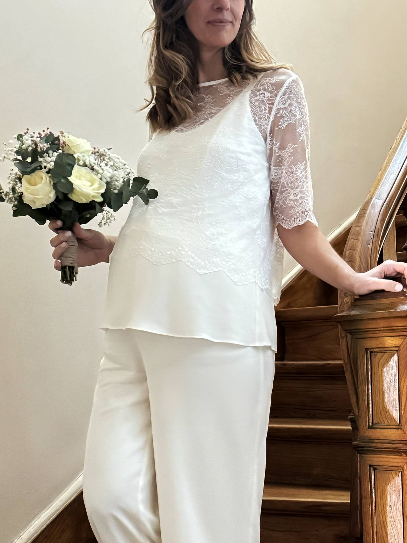 Top en crêpe collection mariage écru