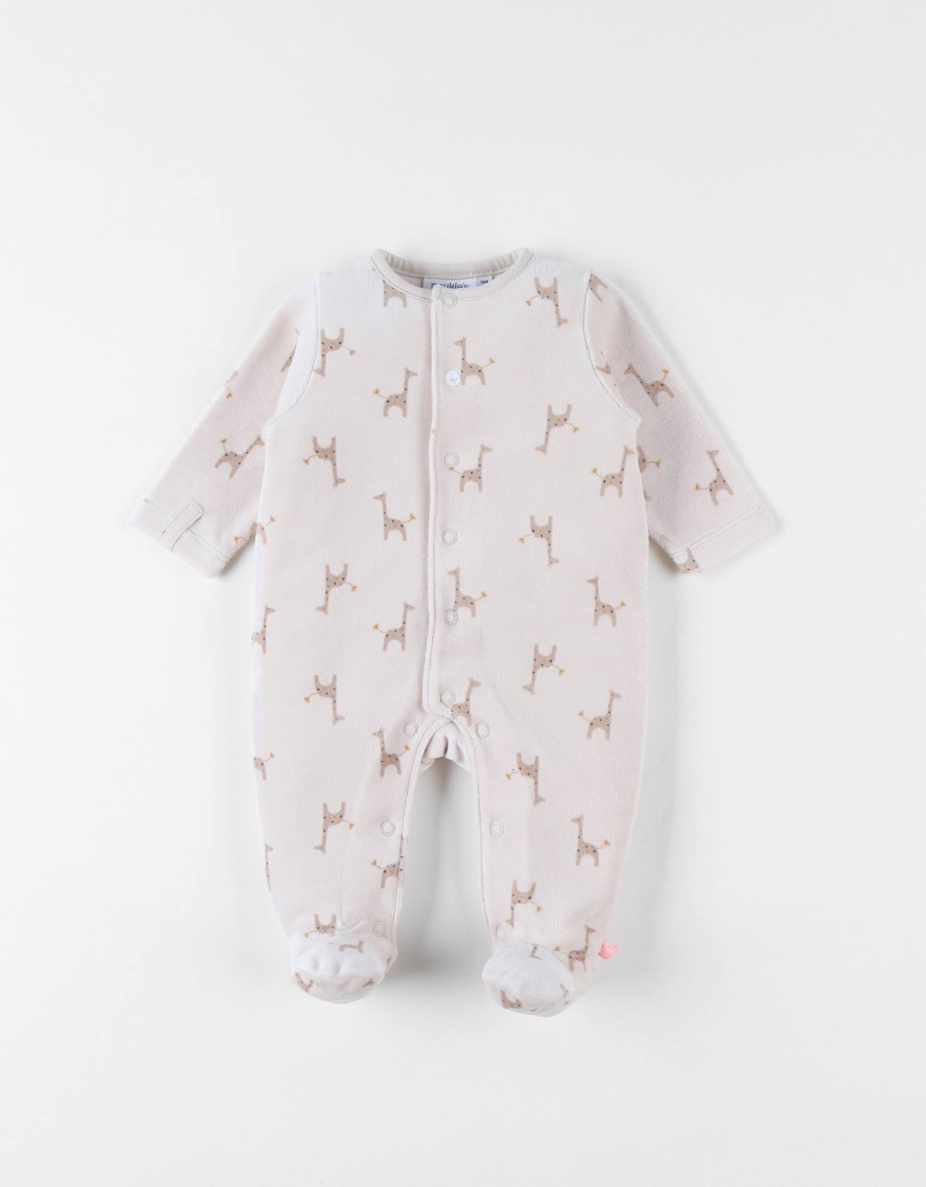 Pyjama En Velours Côtelé Imprimé Girafes Beige