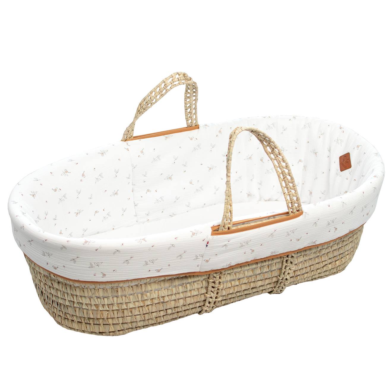 Couffin Bébé Avec Matelas Habillage Et Drap Housse Melody Melody, Blanc Imprimé Minimali