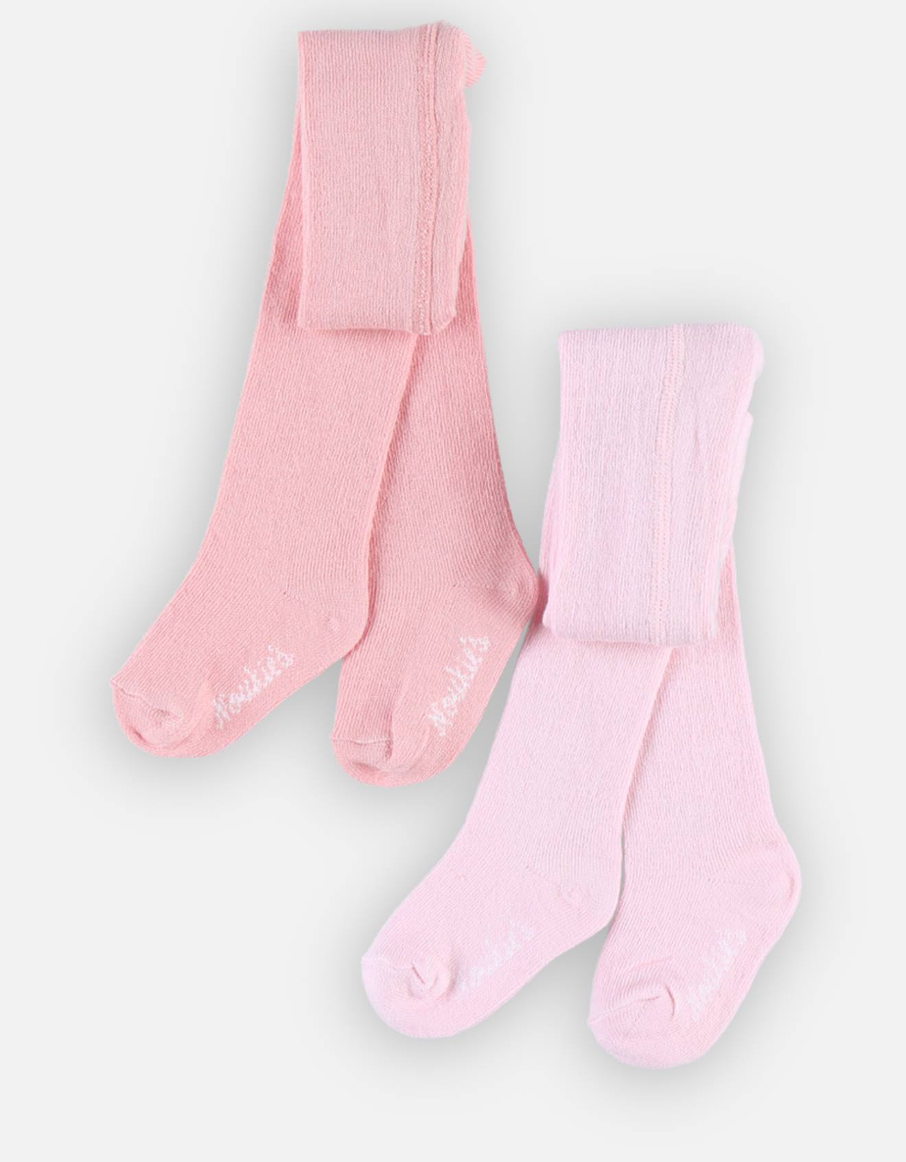 Lot De 2 Collants Tricotés Ourson Rose