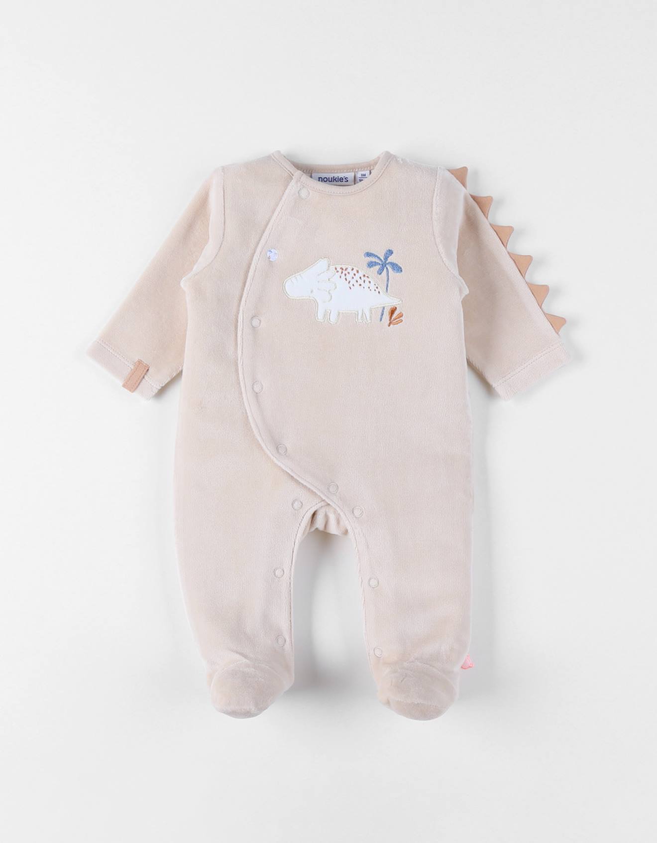 Pyjama Bébé Velours Brodé Beige