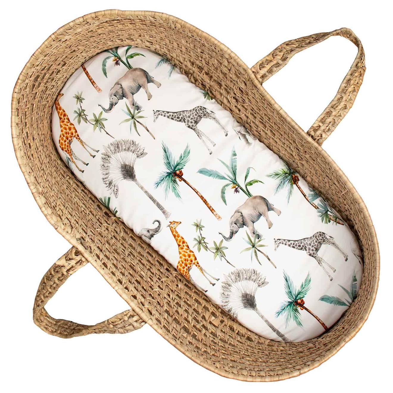 Drap Housse Couffin Ovale Safari Safari, Vert, Gris, Blanc