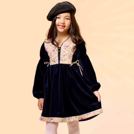 Robe hiver   velours   fleurie   margot  - vertbaudet enfant
