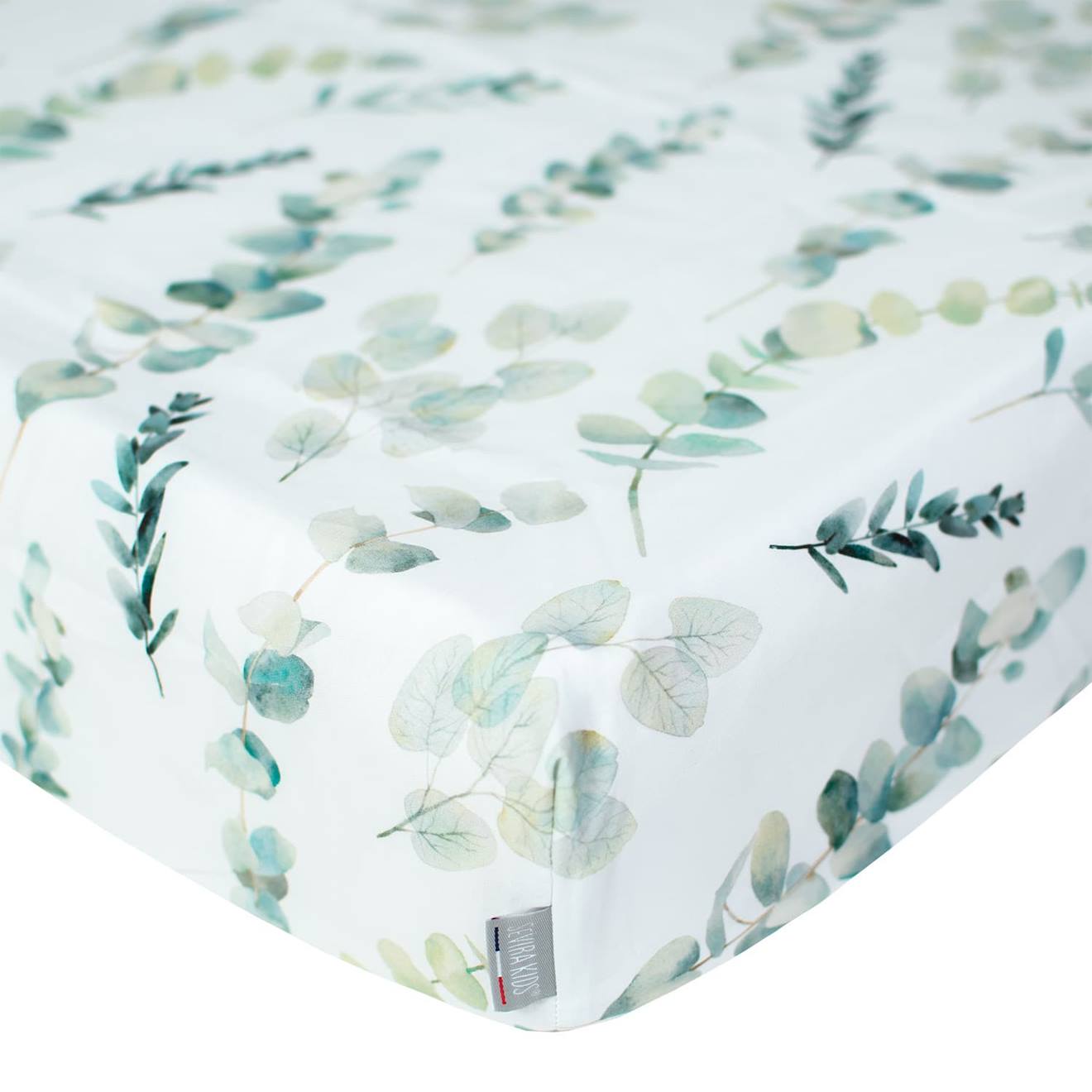 Drap-housse En Coton Eucalyptus Eucalyptus, Vert, Gris
