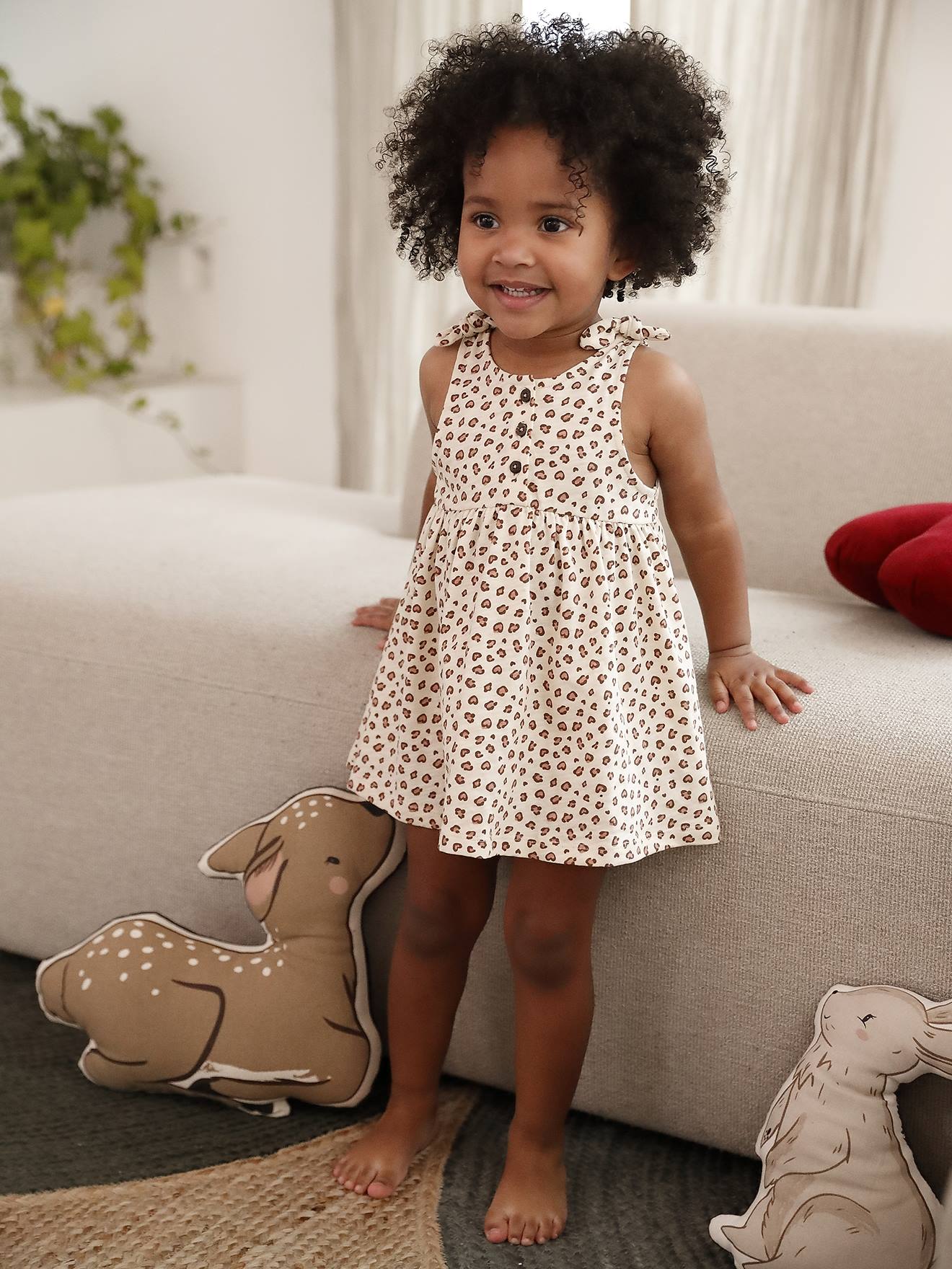Robe à bretelles imprimée bébé vanille