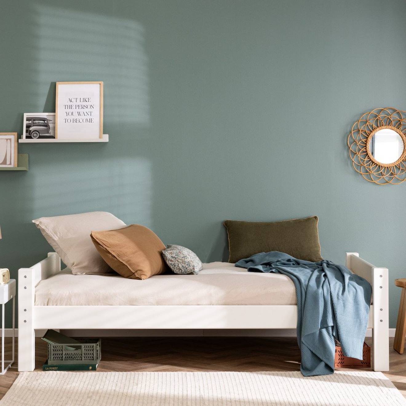 Lit Avec Sommier Pin Massif Octave Blanc