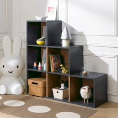 Chambre et rangement-6 cases de rangement effet bois en escalier  tom & apolline