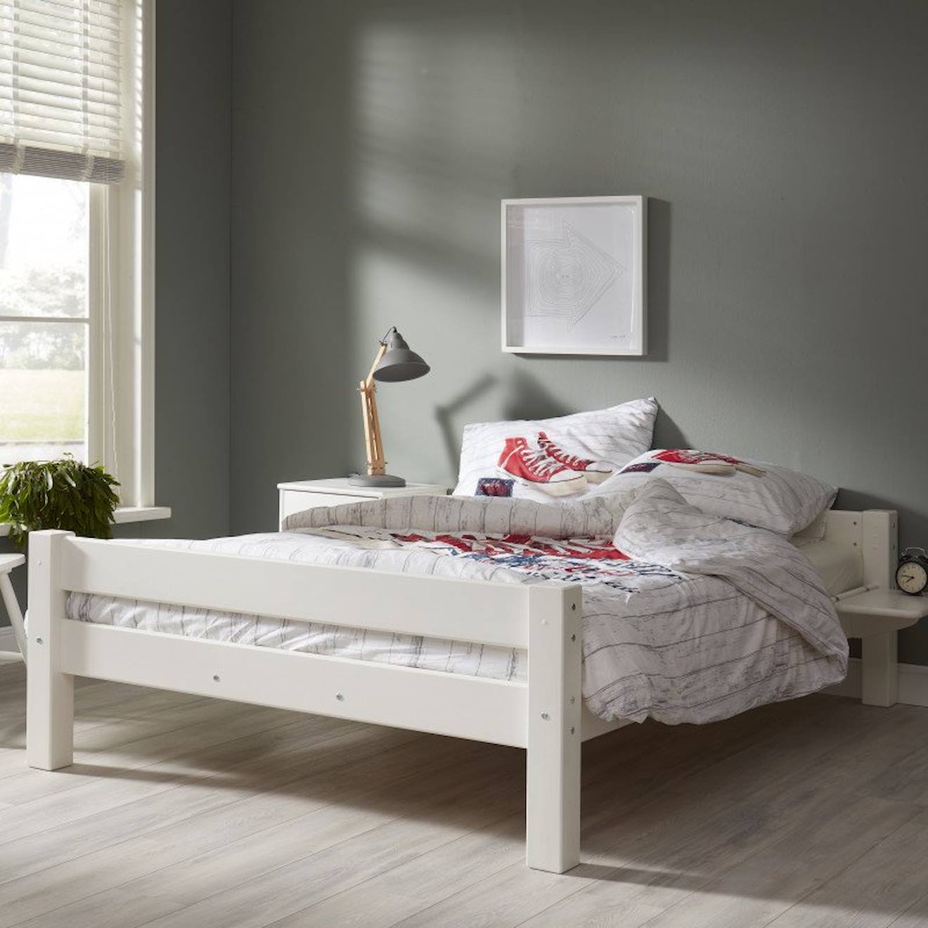 Lit Avec Sommier Pin Massif Lilja Blanc