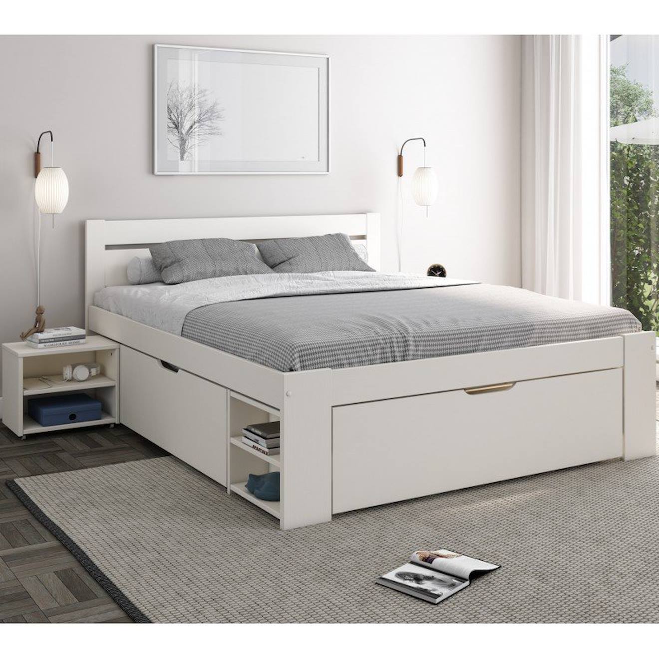 Lit Multi-rangements Pin Massif Arthur Blanc