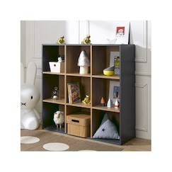 Chambre et rangement-Rangement-Bibliothèque, étagère-9 cases de rangement effet bois  tom & apolline