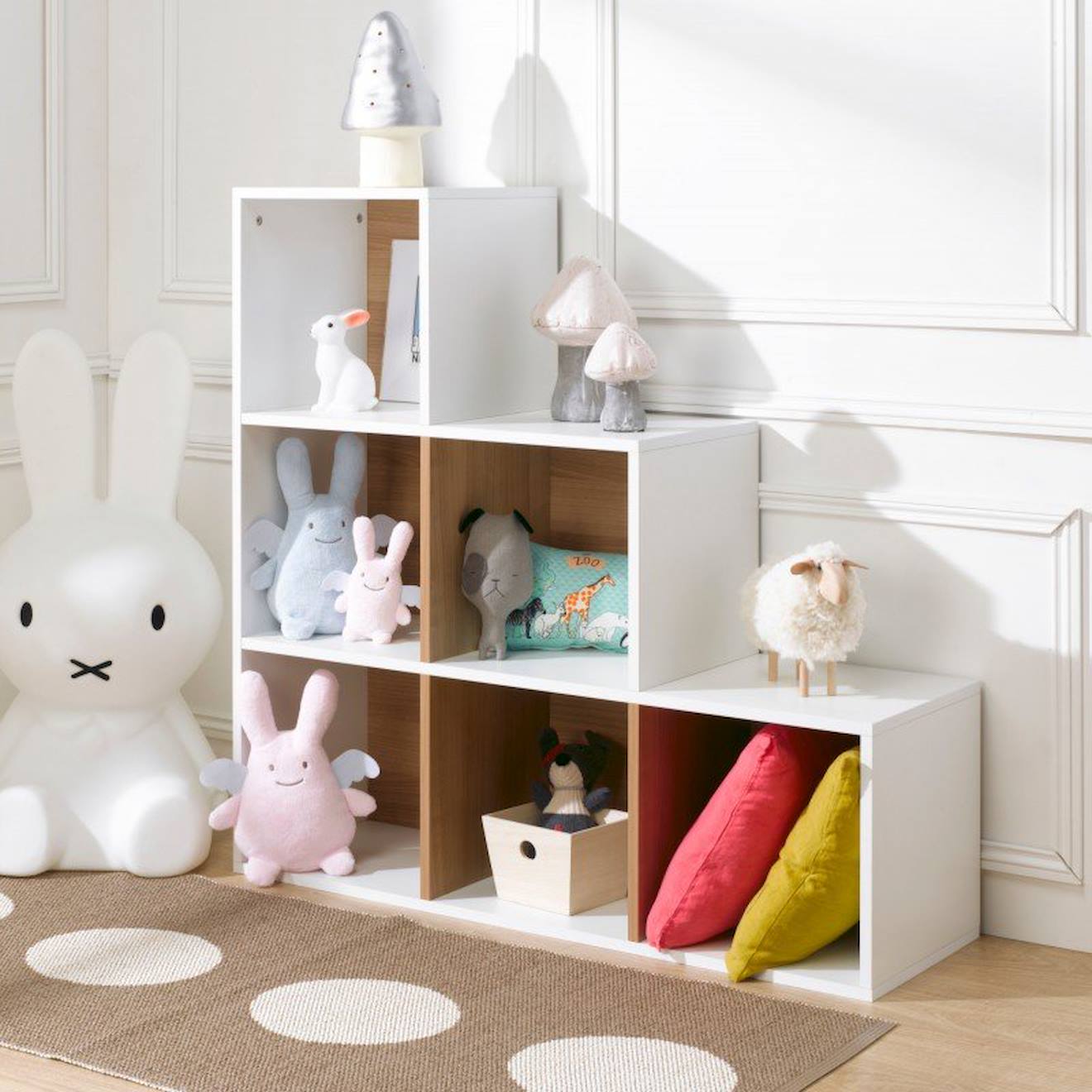 6 Cases De Rangement Effet Bois En Escalier Tom & Apolline Blanc