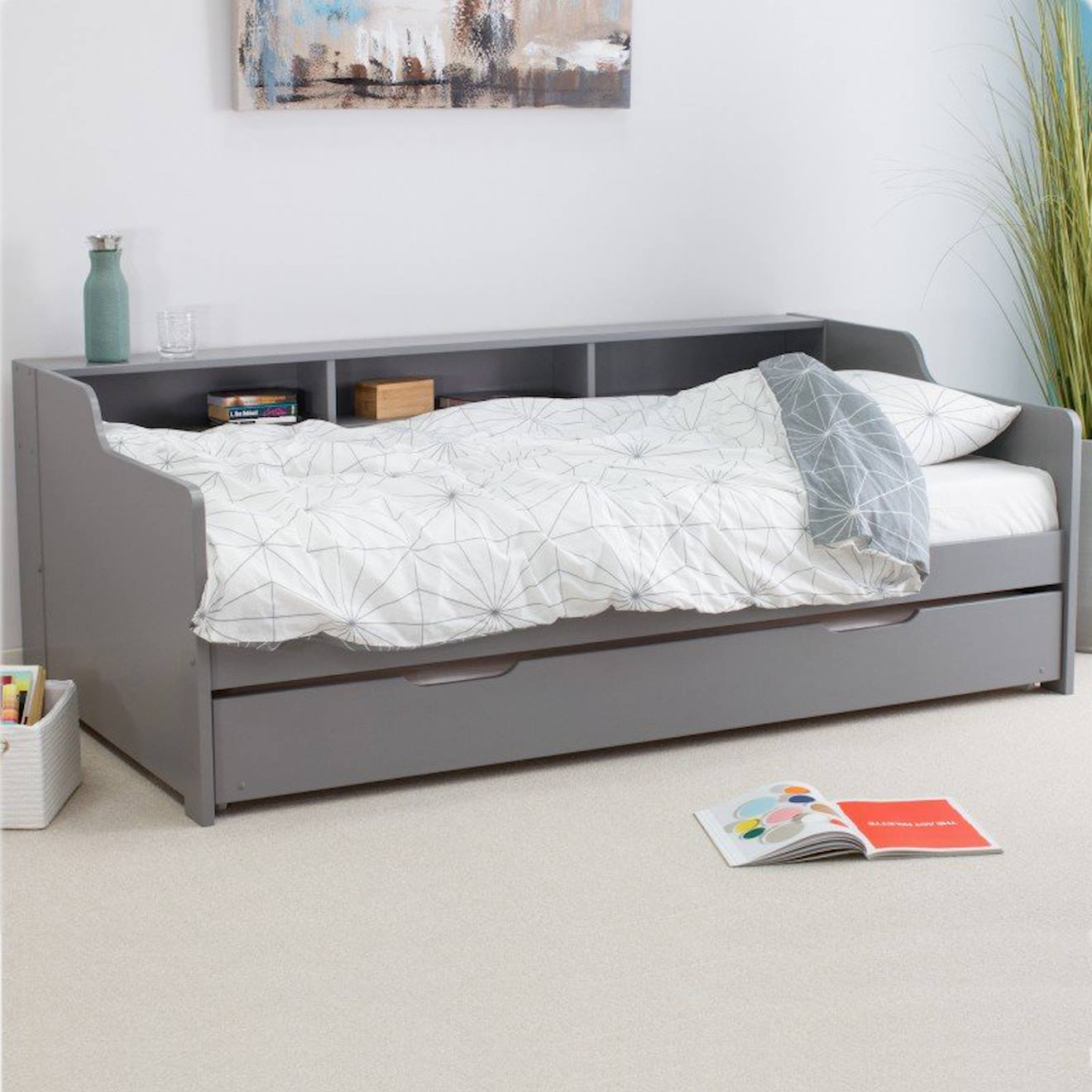 Lit Avec Lit Gigogne Pin Massif Arthur Gris
