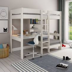 Lit mezzanine avec bureau et chauffeuse pin massif  basile  - vertbaudet enfant