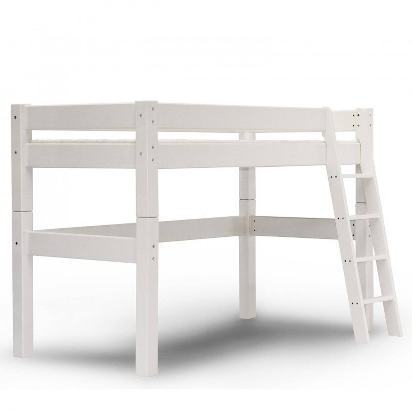 Lit Mi-hauteur Pin Massif Lilja Blanc