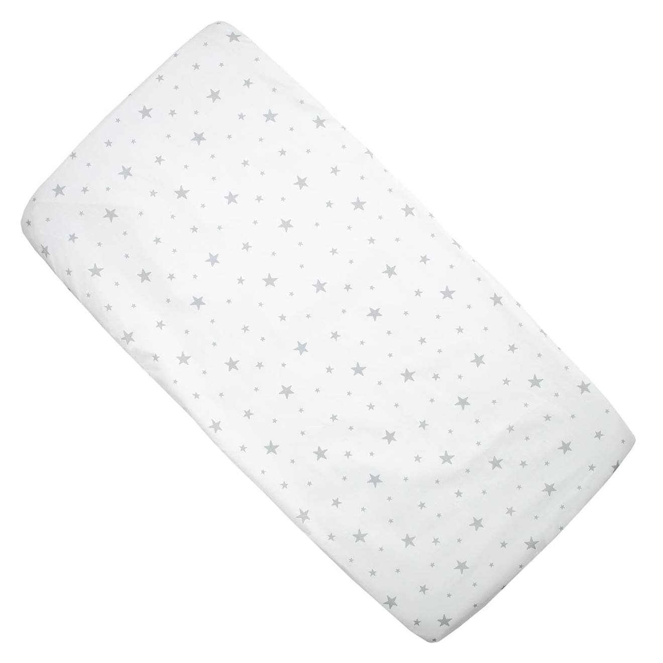 Drap Housse Berceau En Coton Stella Stella, Imprimé Étoiles Blanc,